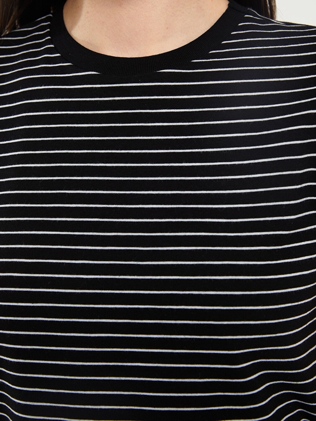 Crew Neck Striped Short Sleeve Women's T-Shirt-3