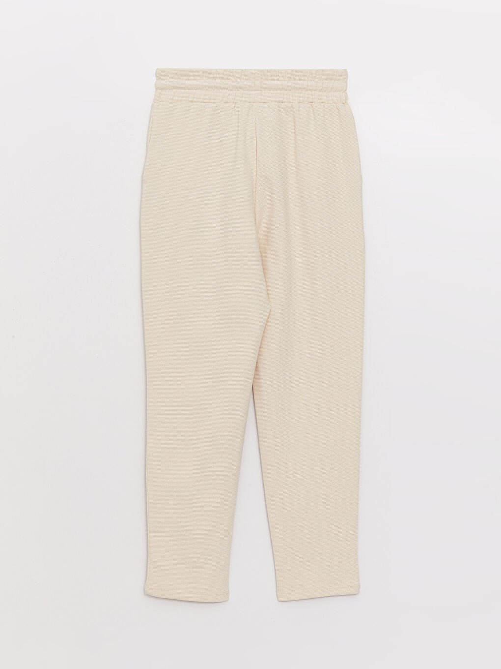 Bej Beli Lastikli Kendinden Desenli Kadın Eşofman Altı-5