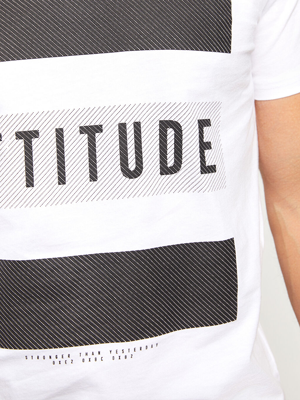 Beyaz Bisiklet Yaka Kısa Kollu Baskılı Penye Erkek Tişört-3