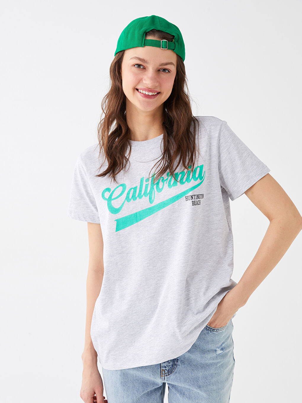 Женская футболка с круглым вырезом и короткими рукавами с принтом-1