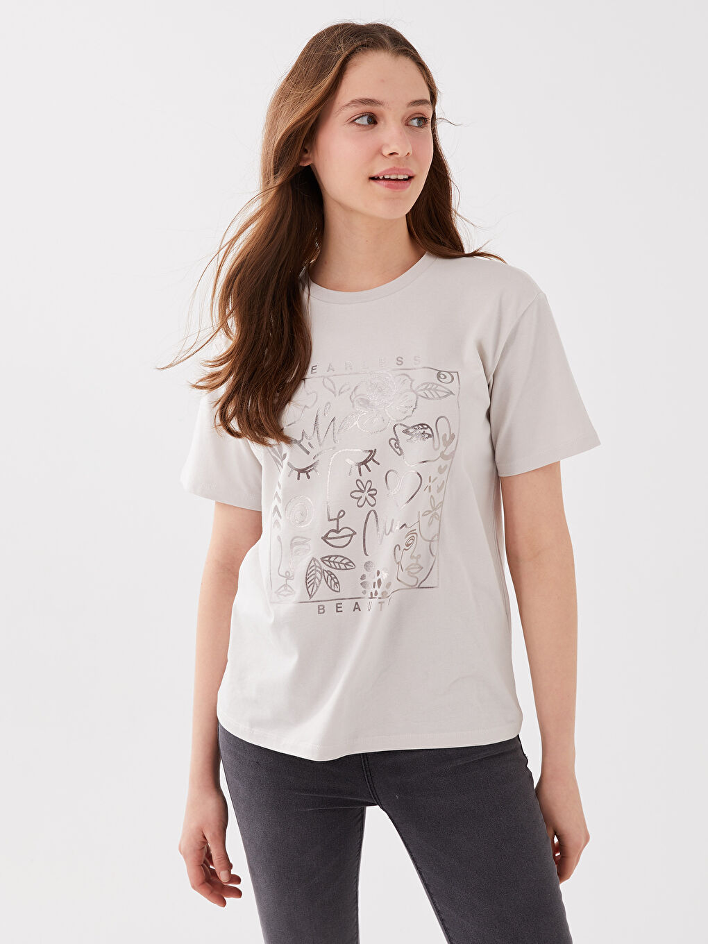 Женская футболка с круглым вырезом и короткими рукавами с принтом-1
