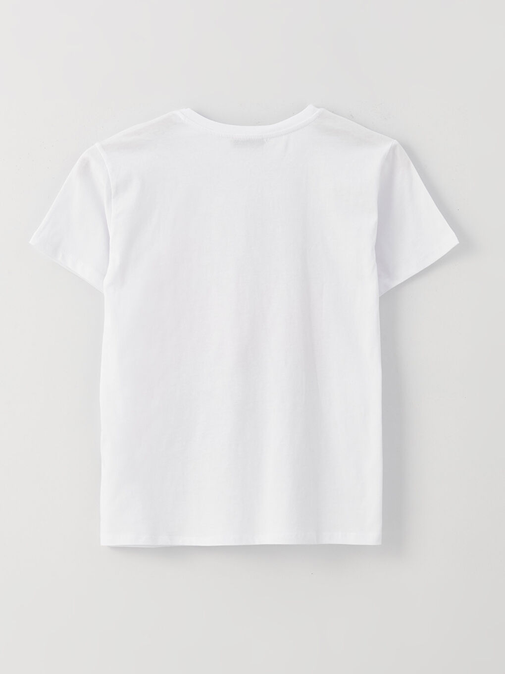 Beyaz Bisiklet Yaka Baskılı Kısa Kollu Kadın Tişört-6