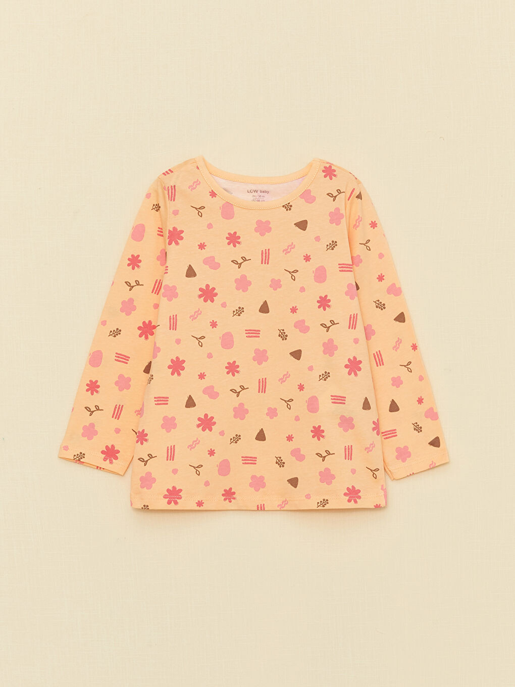 Crew Neck Long Sleeve Printed Baby Girls' Pyjama Set-1