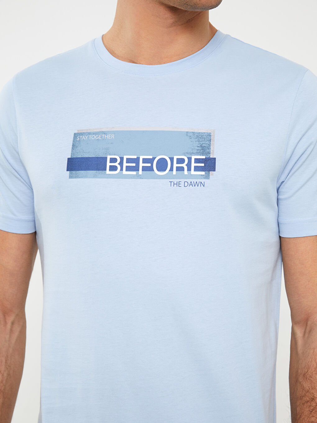 Mavi Bisiklet Yaka Kısa Kollu Baskılı Penye Erkek Tişört-3