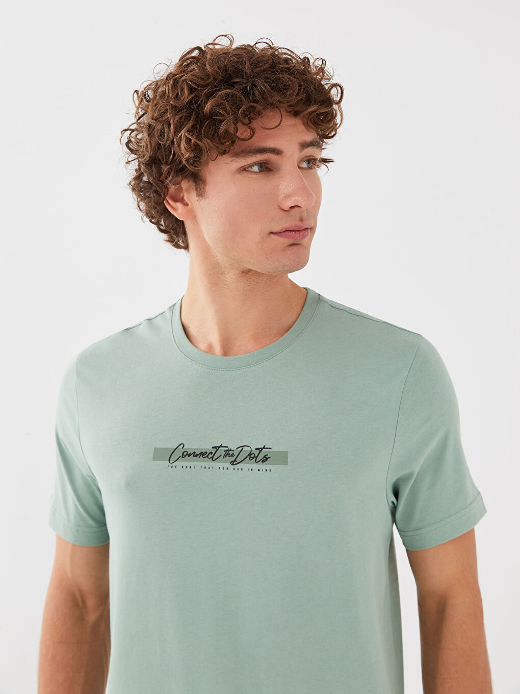 Yeşil Bisiklet Yaka Kısa Kollu Baskılı Penye Erkek Tişört