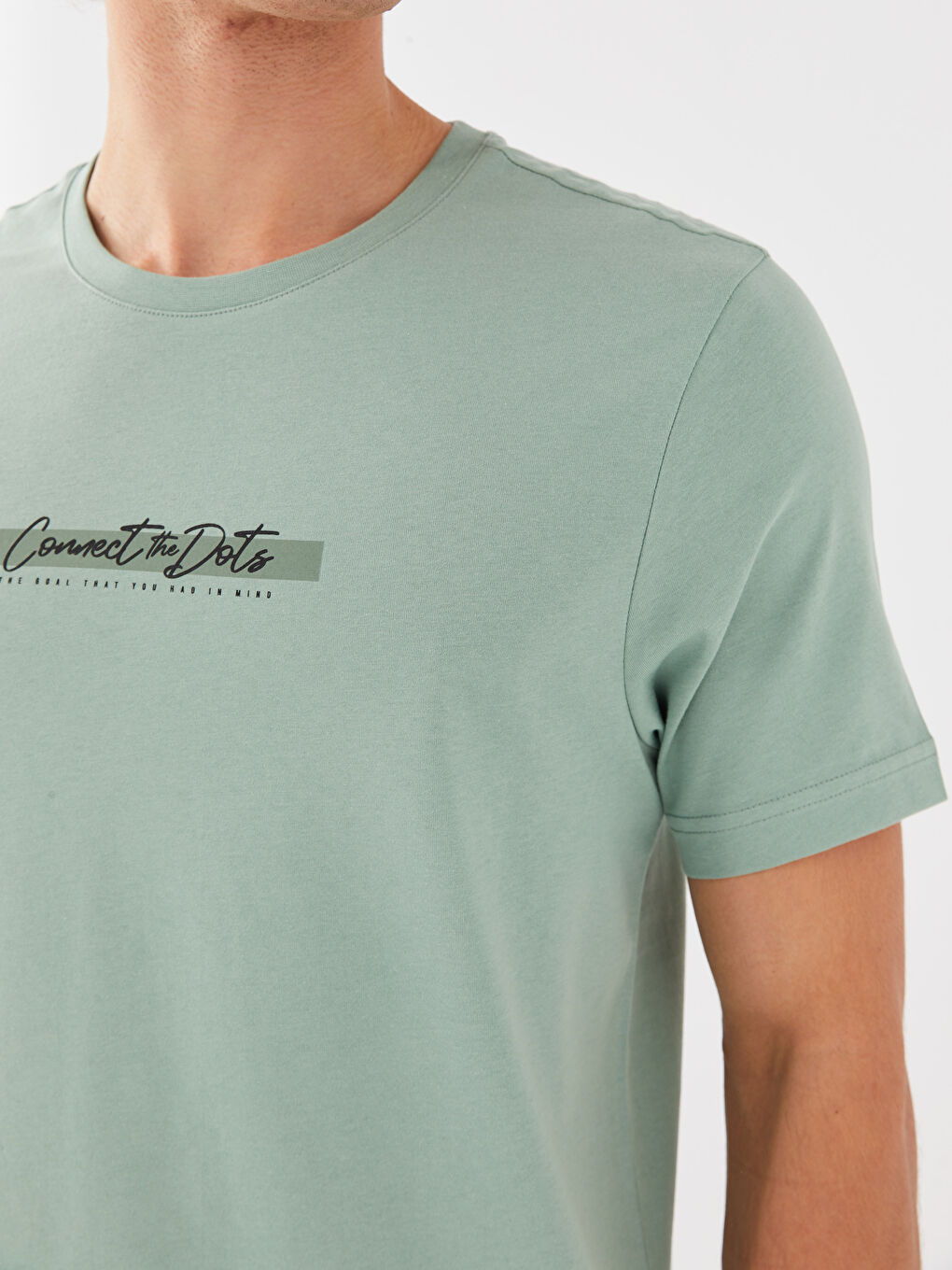 Yeşil Bisiklet Yaka Kısa Kollu Baskılı Penye Erkek Tişört-3