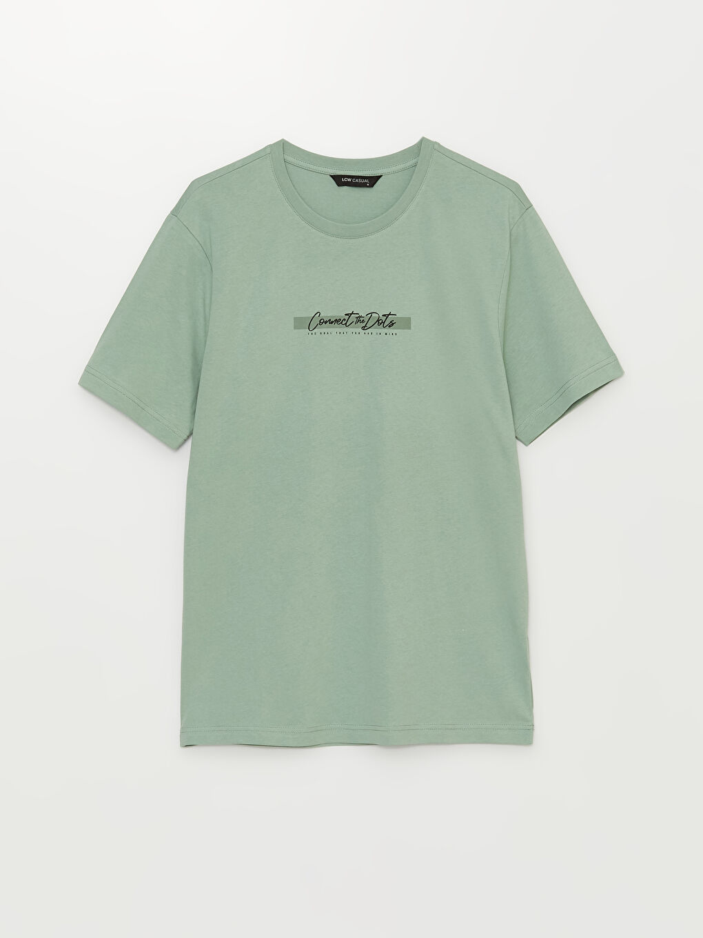 Yeşil Bisiklet Yaka Kısa Kollu Baskılı Penye Erkek Tişört-5