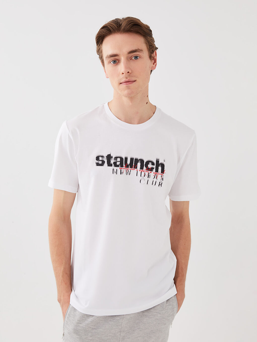 Crew Neck Short Sleeve Printed Combed Cotton Men's T-shirt -S39701Z8-Q6K