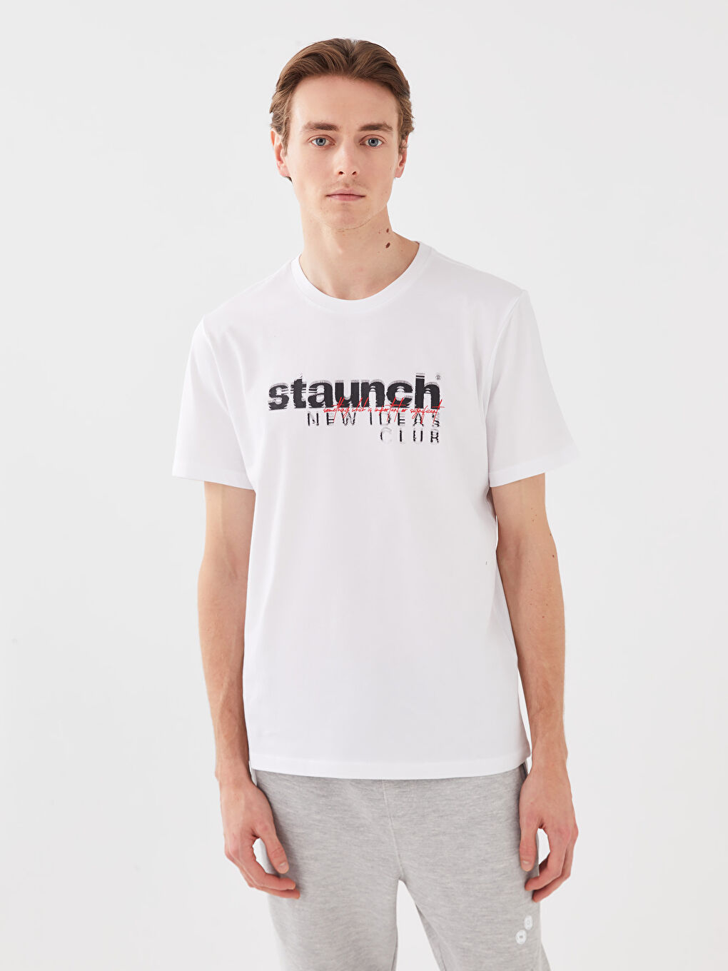 Crew Neck Short Sleeve Printed Combed Cotton Men's T-shirt -S39701Z8-Q6K