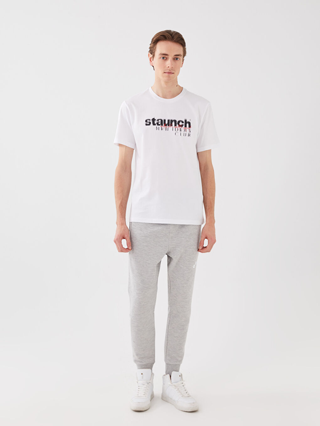 Crew Neck Short Sleeve Printed Combed Cotton Men's T-shirt -S39701Z8-Q6K