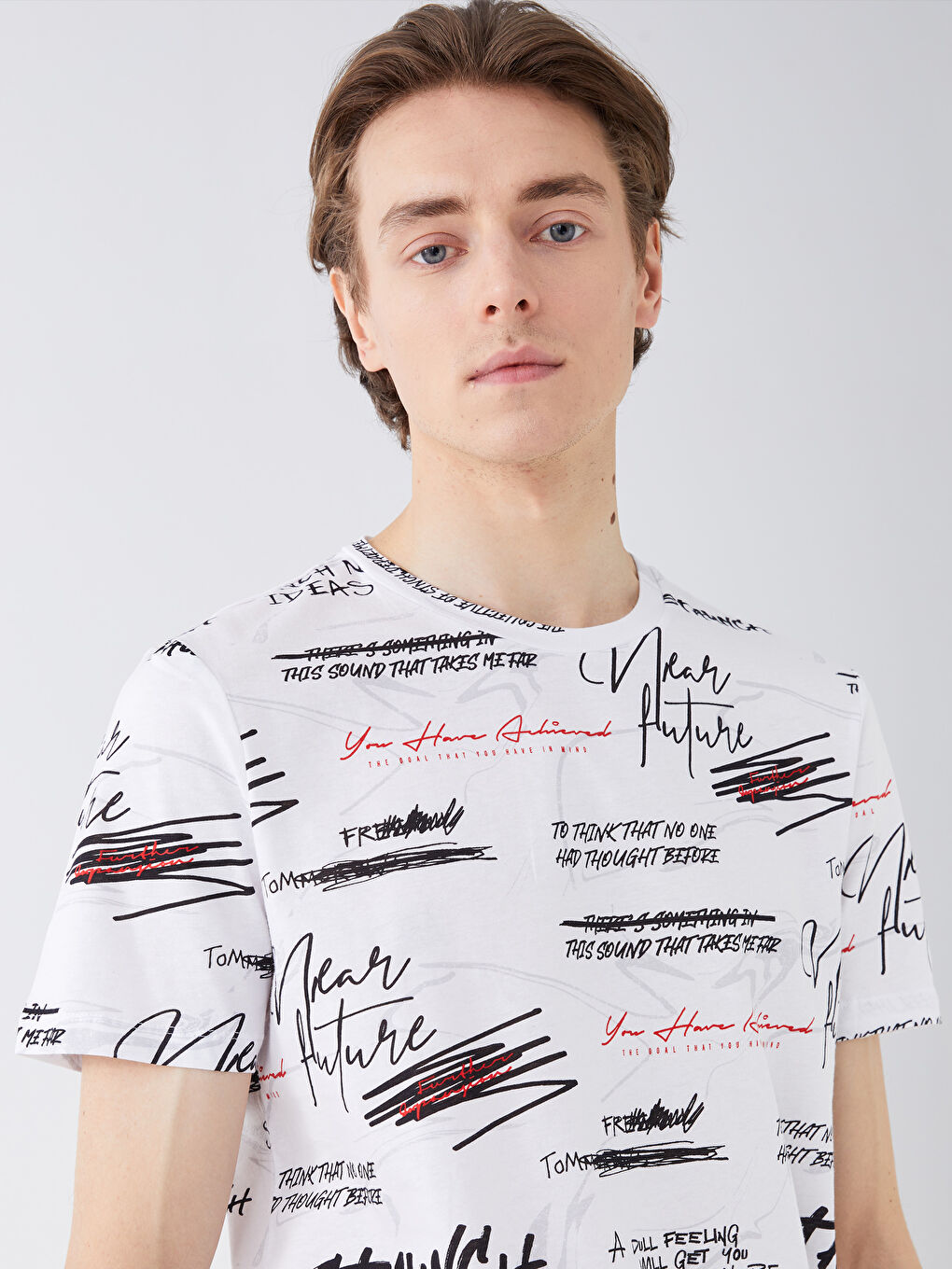 Crew Neck Short Sleeve Patterned Jersey Men's T-Shirt -S39702Z8-Q6K