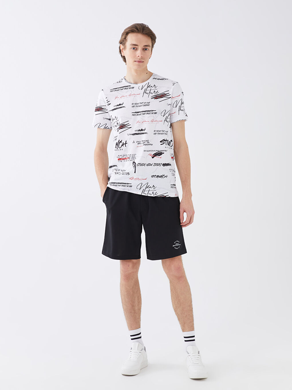 Crew Neck Short Sleeve Patterned Jersey Men's T-Shirt -S39702Z8-Q6K