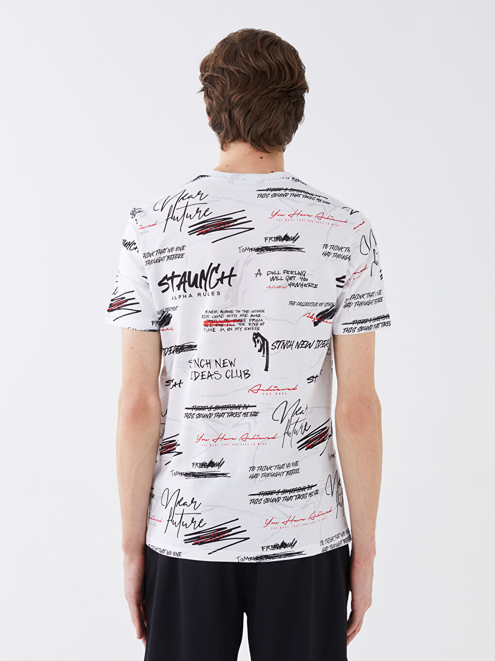 Crew Neck Short Sleeve Patterned Jersey Men's T-Shirt -S39702Z8-Q6K