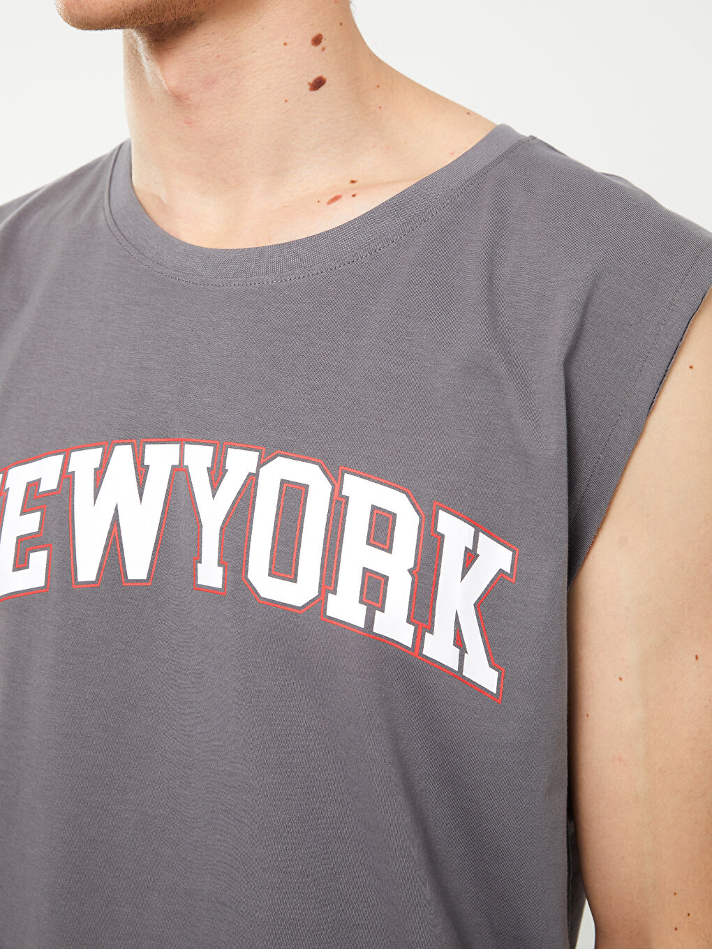 XSIDE Crew Neck Printed Men's Sleeveless T-Shirt -S39718Z8-GYS