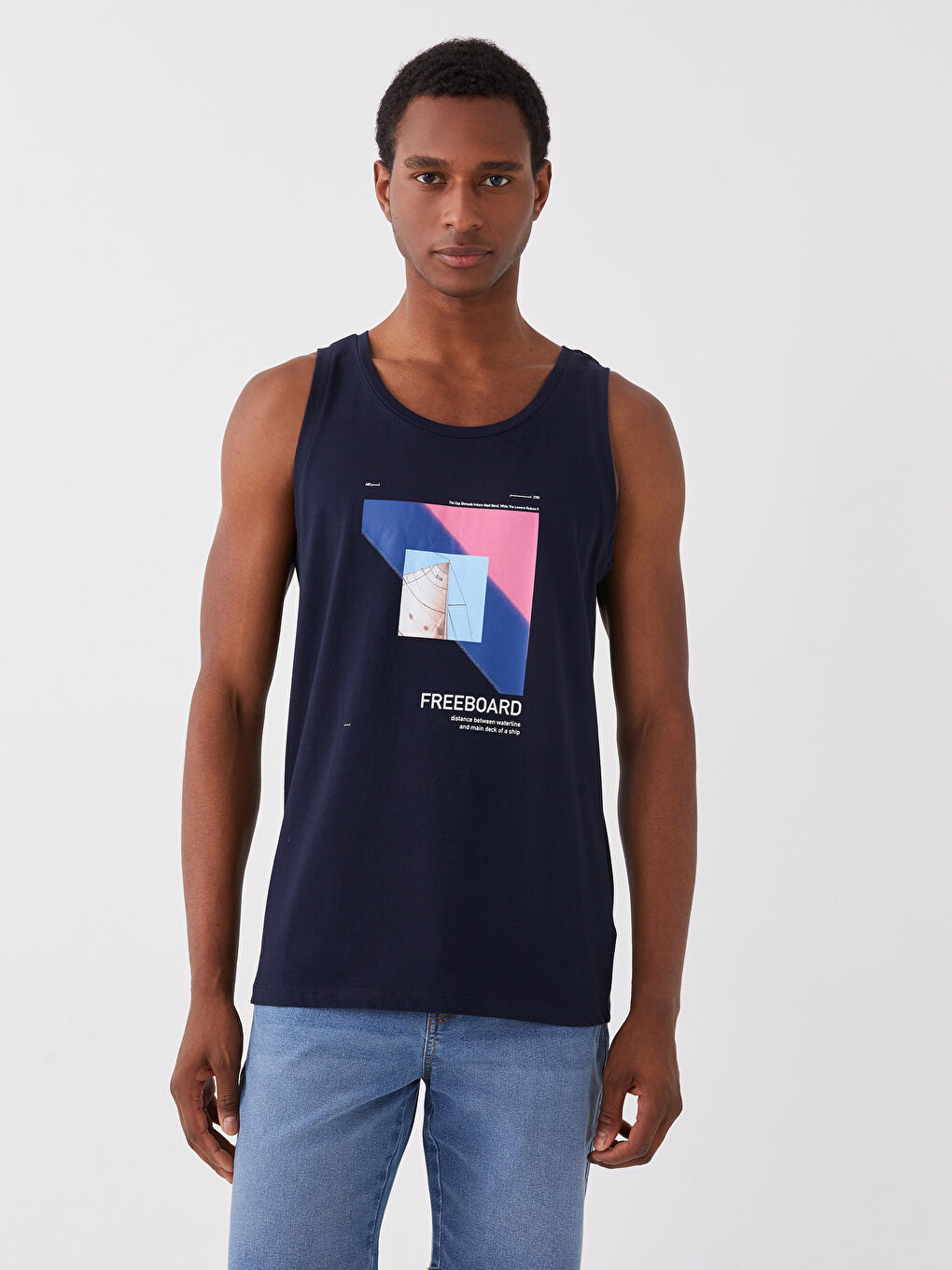 Crew Neck Printed Jersey Men's Sleeveless T-Shirt