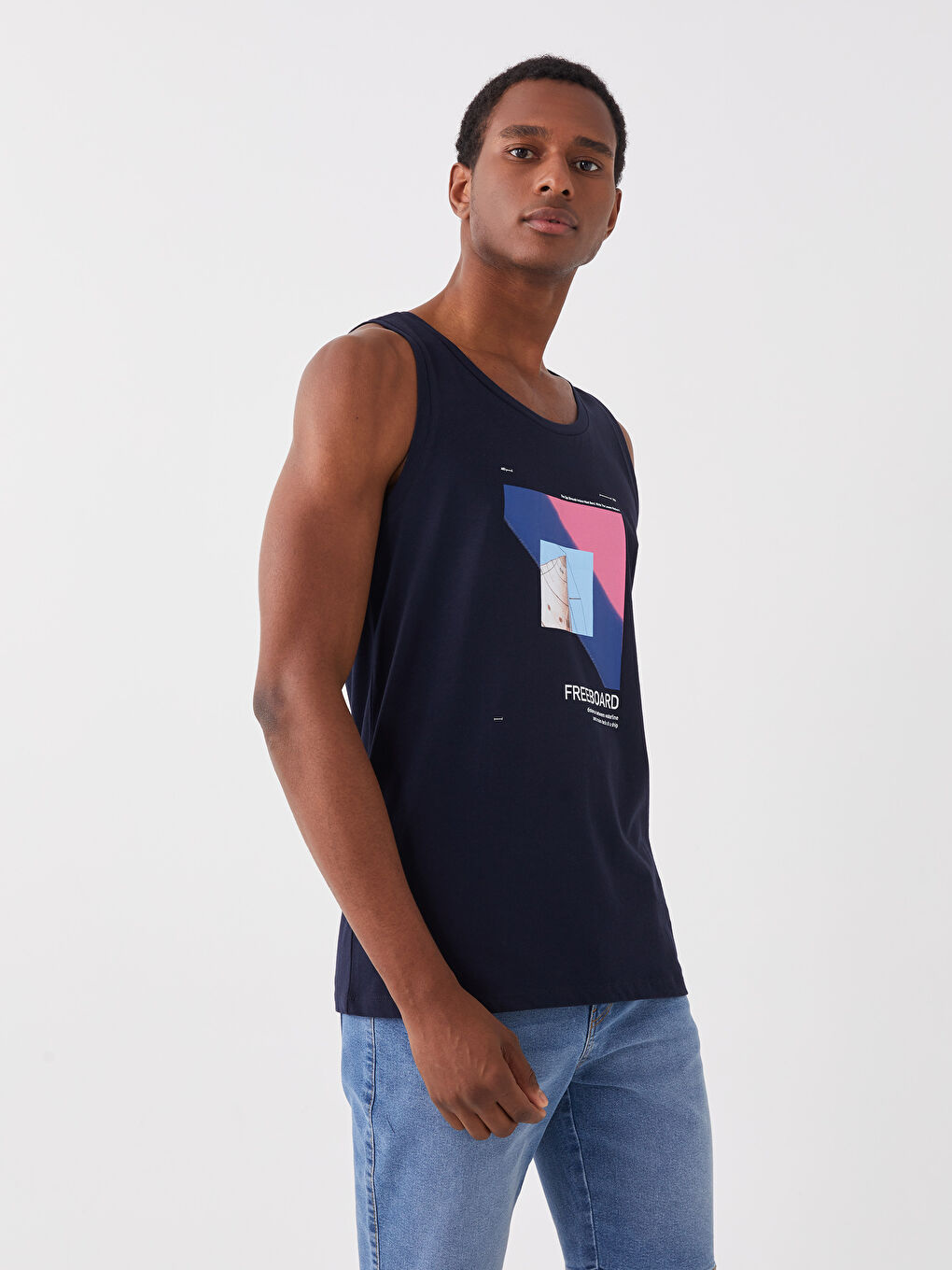 Crew Neck Printed Jersey Men's Sleeveless T-Shirt-1