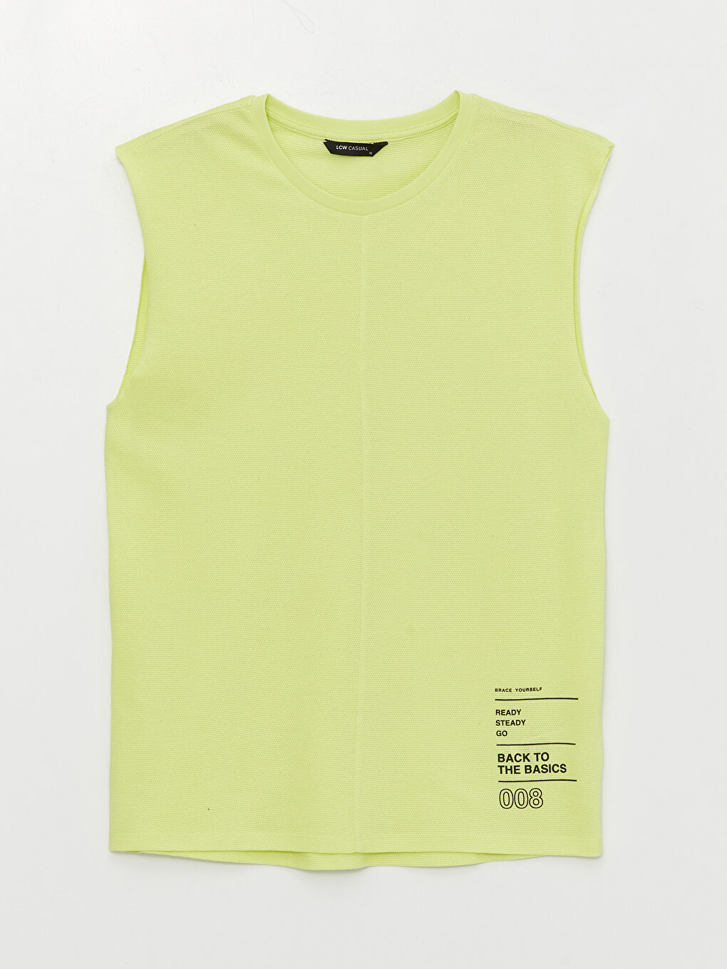 Yeşil Bisiklet Yaka Baskılı Erkek Kolsuz Tişört-5