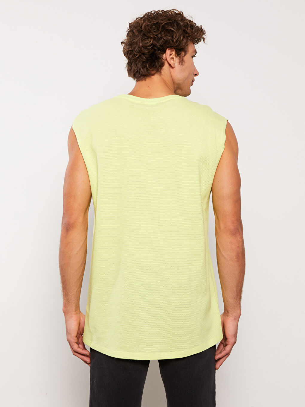 Yeşil Bisiklet Yaka Baskılı Erkek Kolsuz Tişört-4