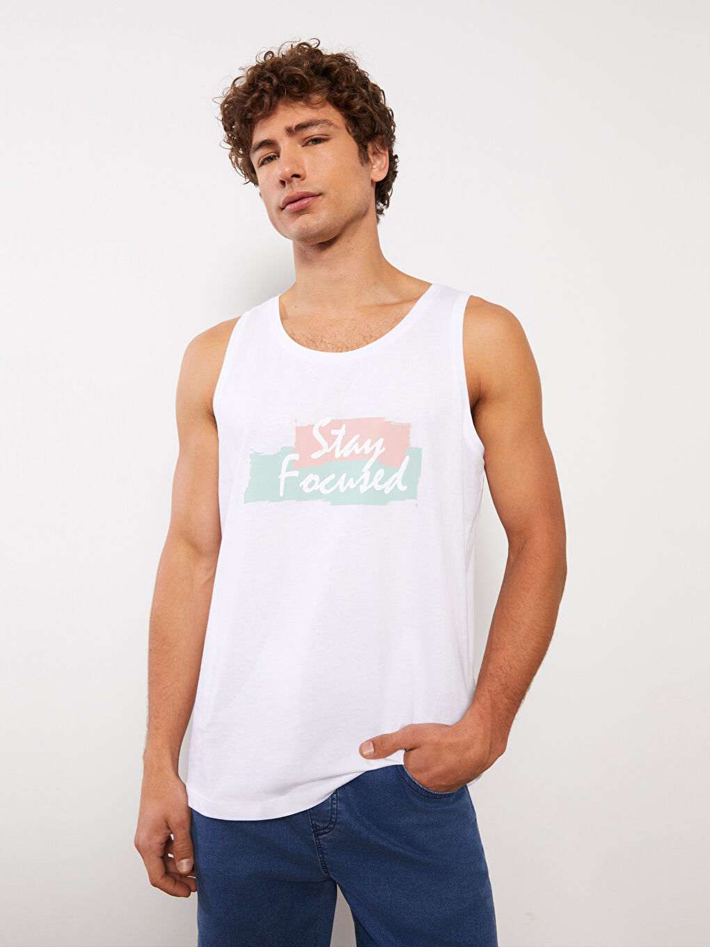 Crew Neck Printed Men's Sleeveless T-Shirt