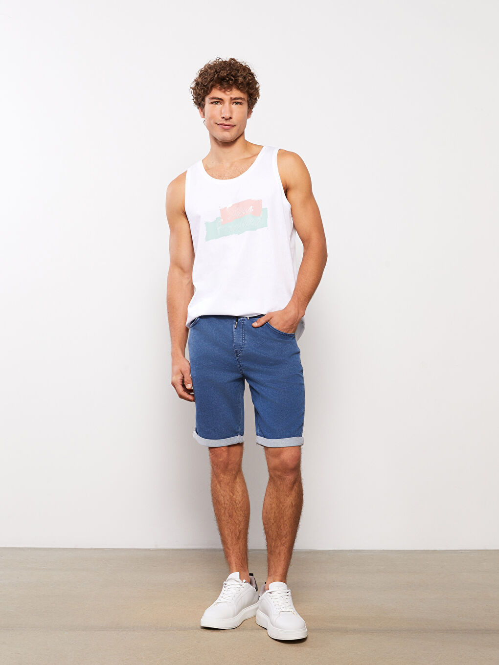 Crew Neck Printed Men's Sleeveless T-Shirt-2