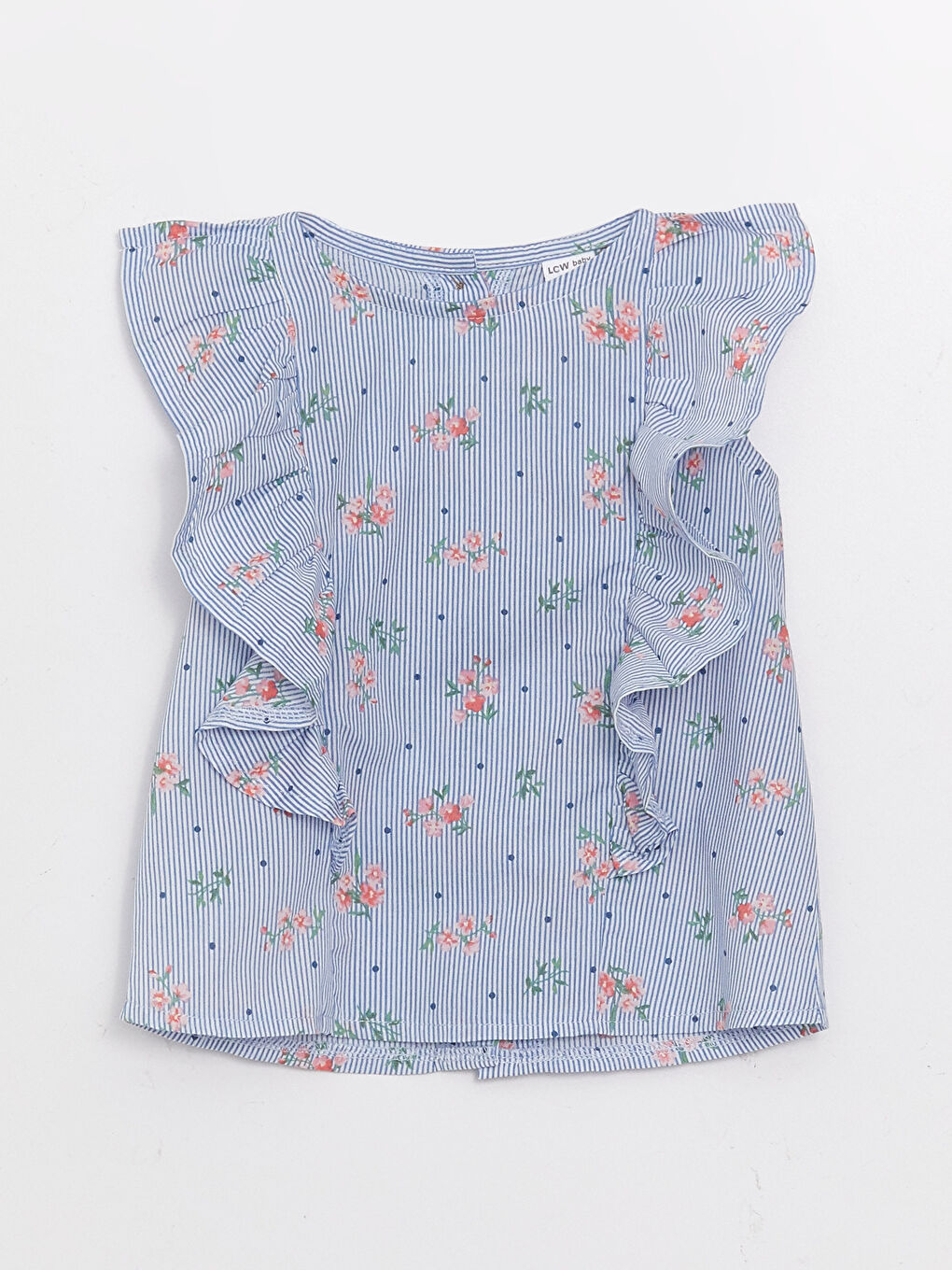 Ekru Bisiklet Yaka Desenli Kız Bebek Bluz ve Tayt 2'li Takım-1