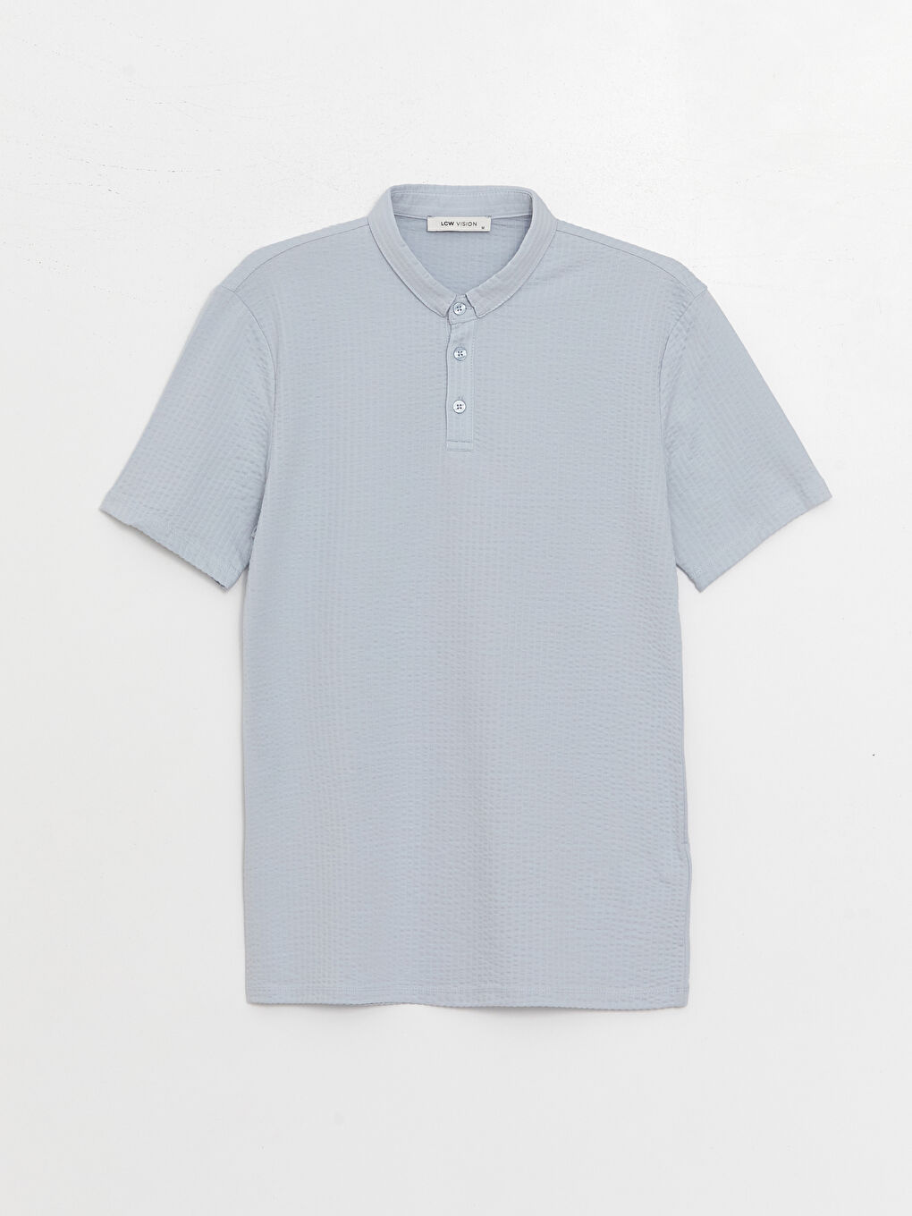 Mavi Polo Yaka Kısa Kollu Çizgili Erkek Tişört-5