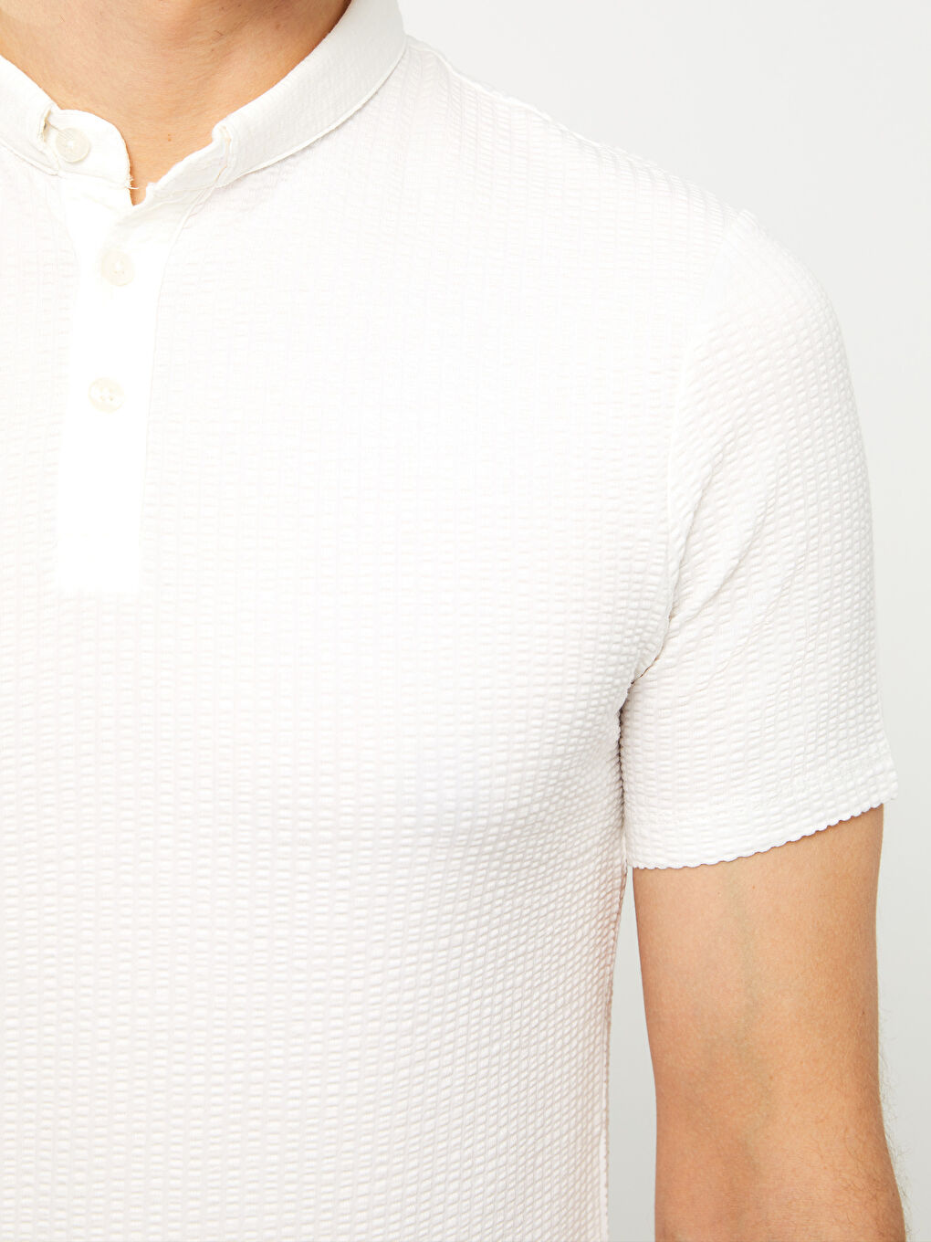 Polo Neck Short Sleeve Striped Men's T-Shirt-2