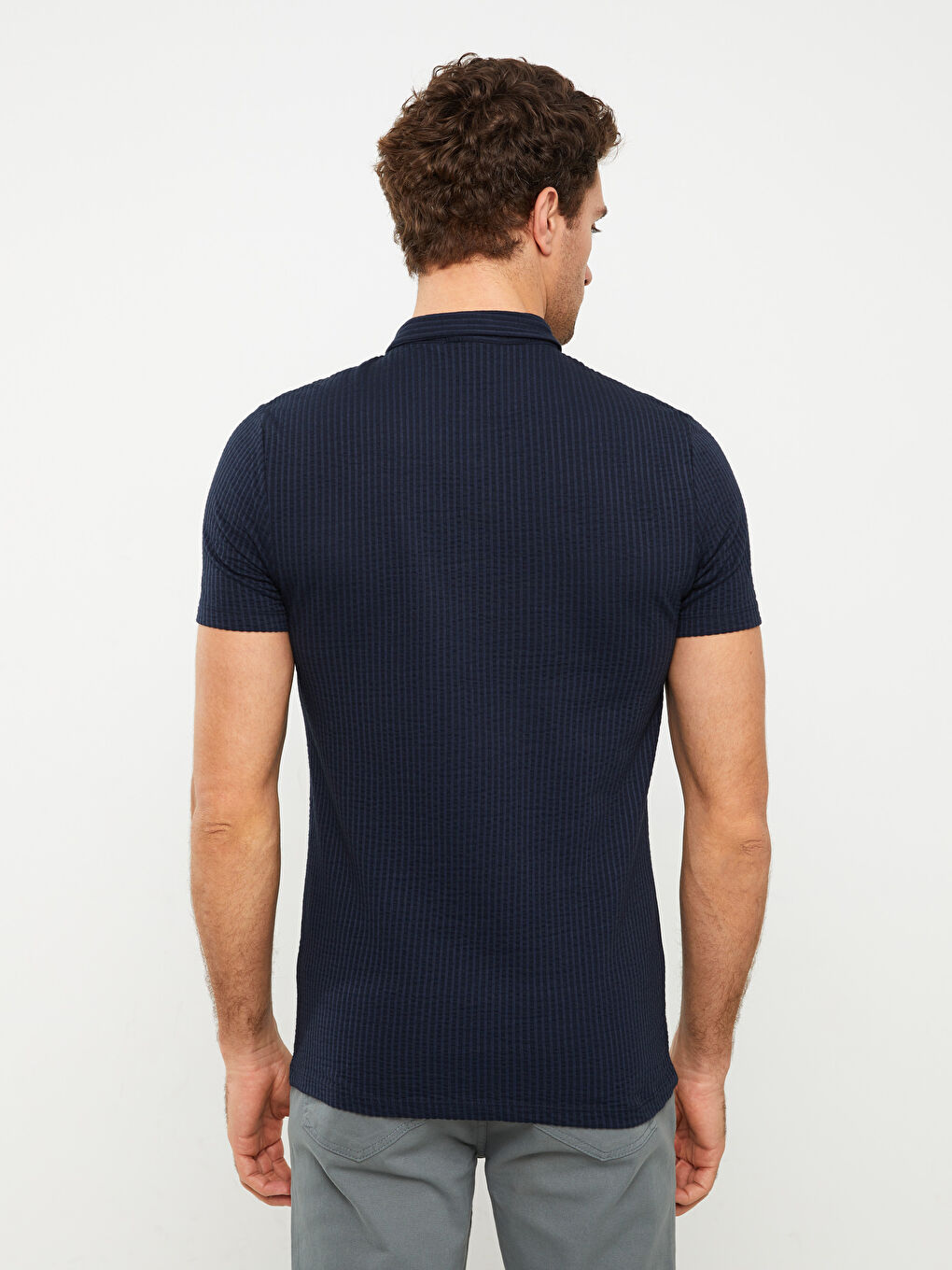 Polo Neck Short Sleeve Striped Men's T-Shirt -S39730Z8-RFH
