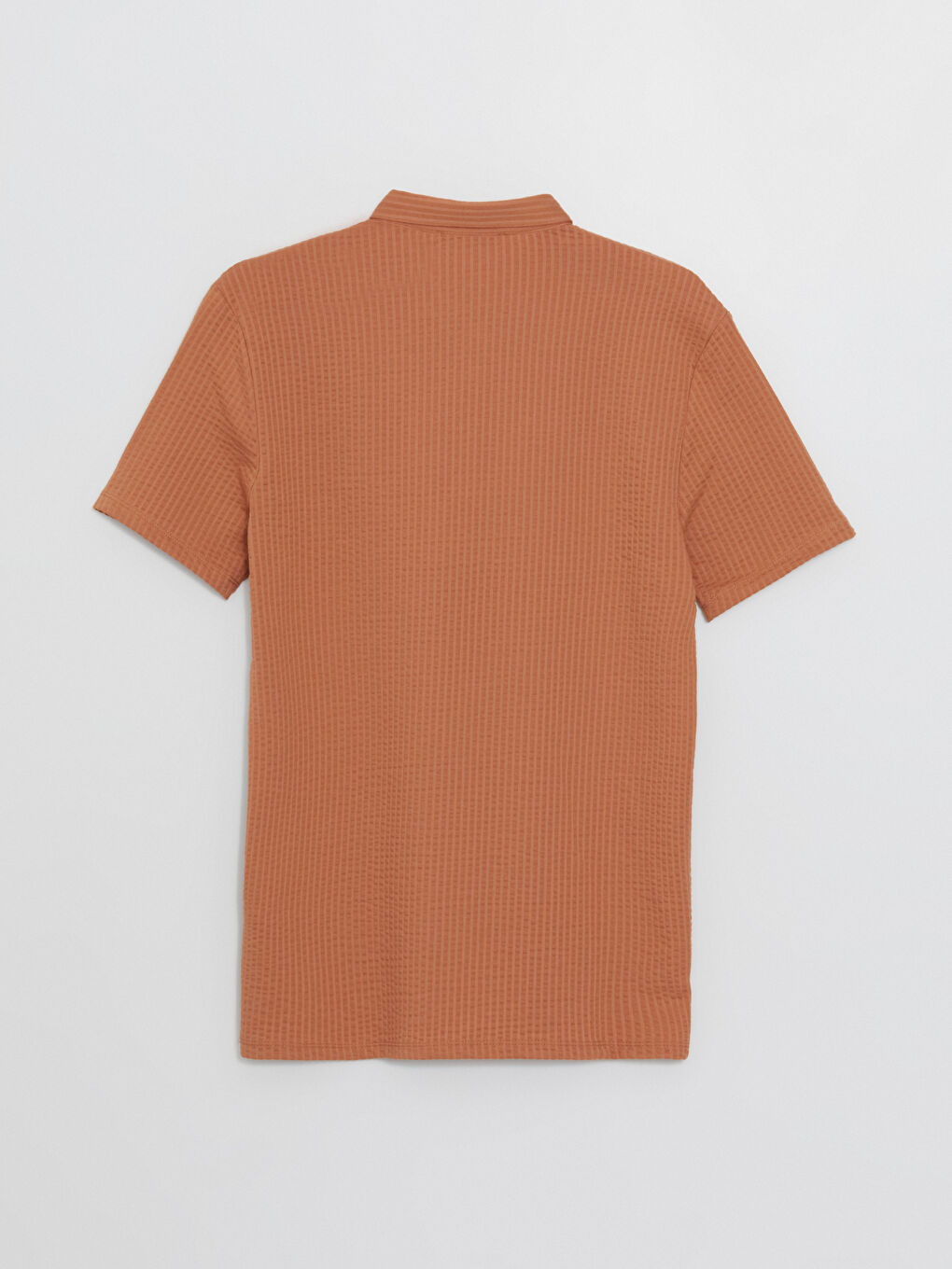 Turuncu Polo Yaka Kısa Kollu Çizgili Erkek Tişört-6