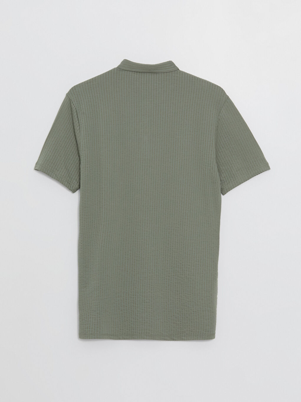 Yeşil Polo Yaka Kısa Kollu Çizgili Erkek Tişört-6