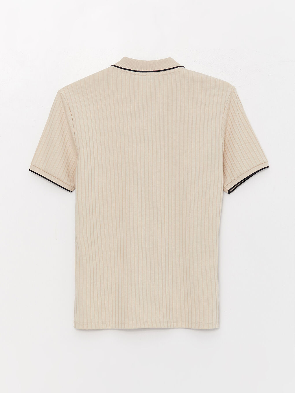 Bej Polo Yaka Kısa Kollu Erkek Tişört-6
