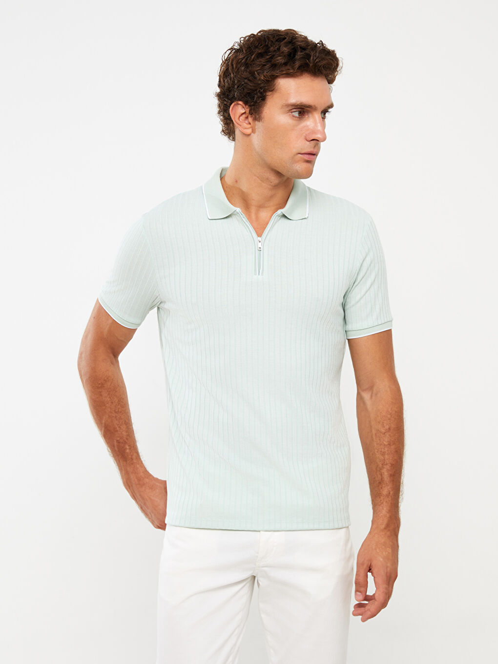 Yeşil Polo Yaka Kısa Kollu Erkek Tişört