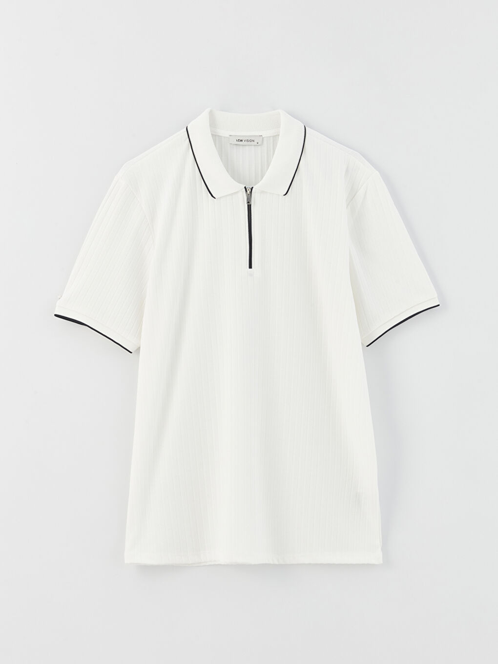 Beyaz Polo Yaka Kısa Kollu Erkek Tişört-5