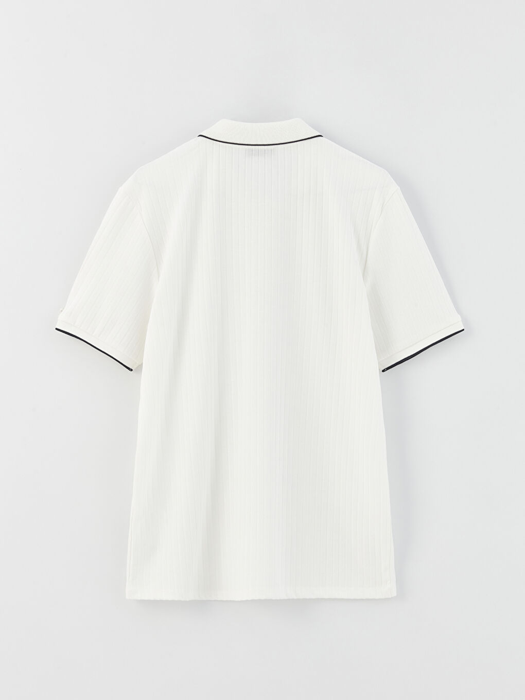 Beyaz Polo Yaka Kısa Kollu Erkek Tişört-6