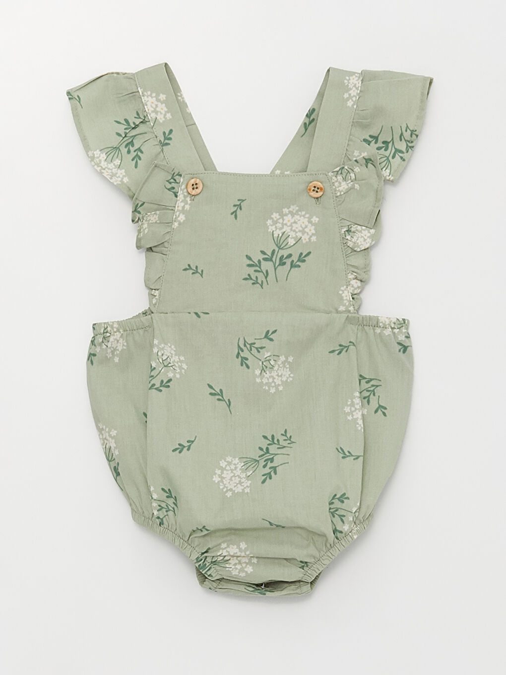 Yeşil Askılı Kare Yaka Kız Bebek Salopet