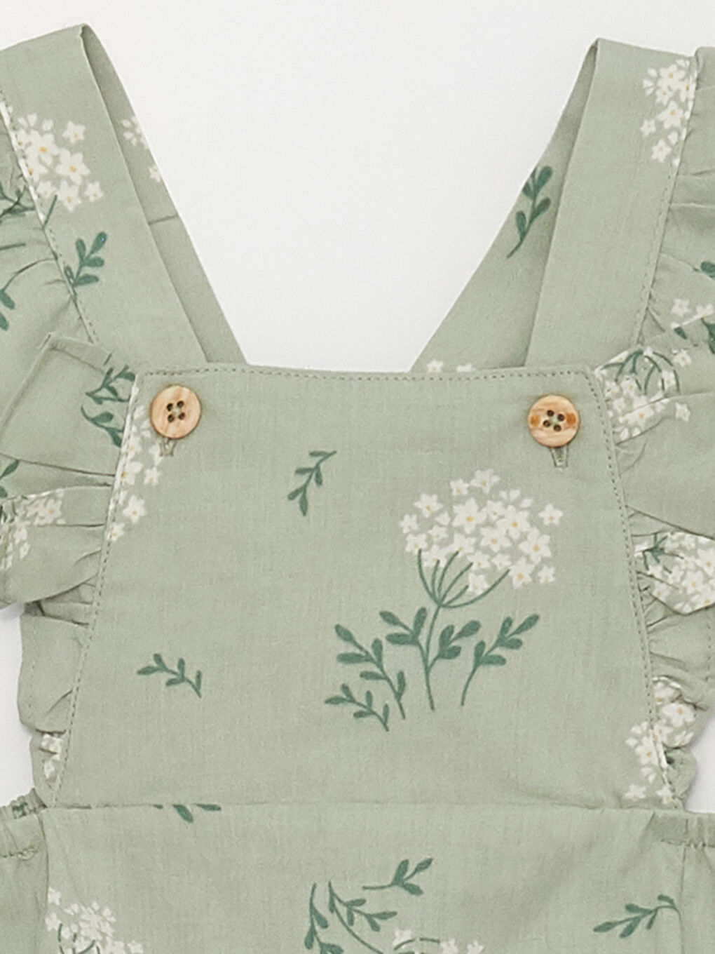 Yeşil Askılı Kare Yaka Kız Bebek Salopet-2