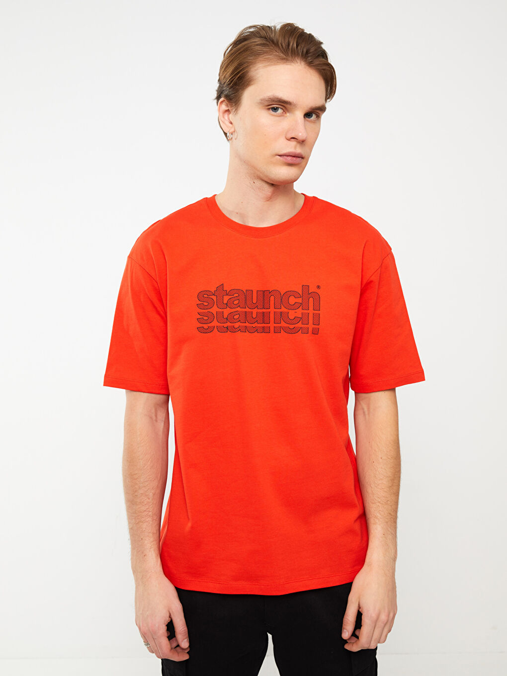 تيشيرت رجالي ياقة دائرية كم قصير مطبوع قطن ممشط-1