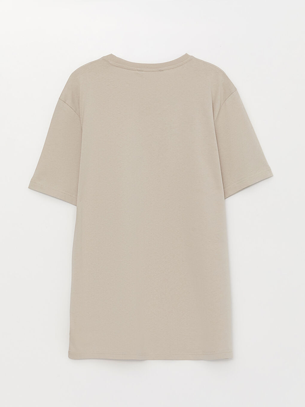 Bej Bisiklet Yaka Kısa Kollu Baskılı Penye Erkek Tişört-5