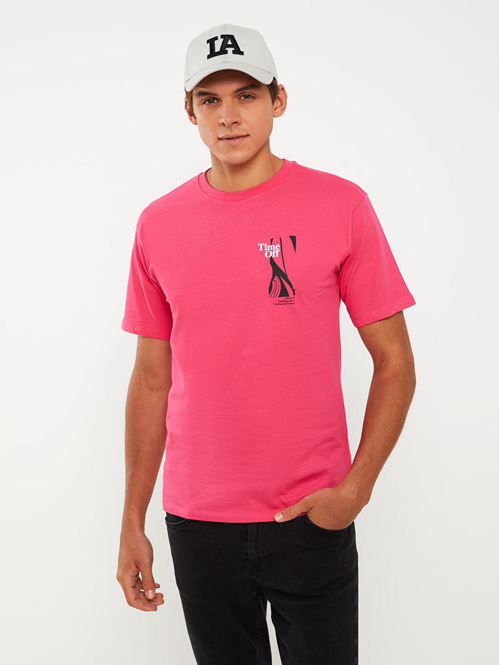 Crew Neck Short Sleeve Printed Combed Cotton Men's T-shirt-1