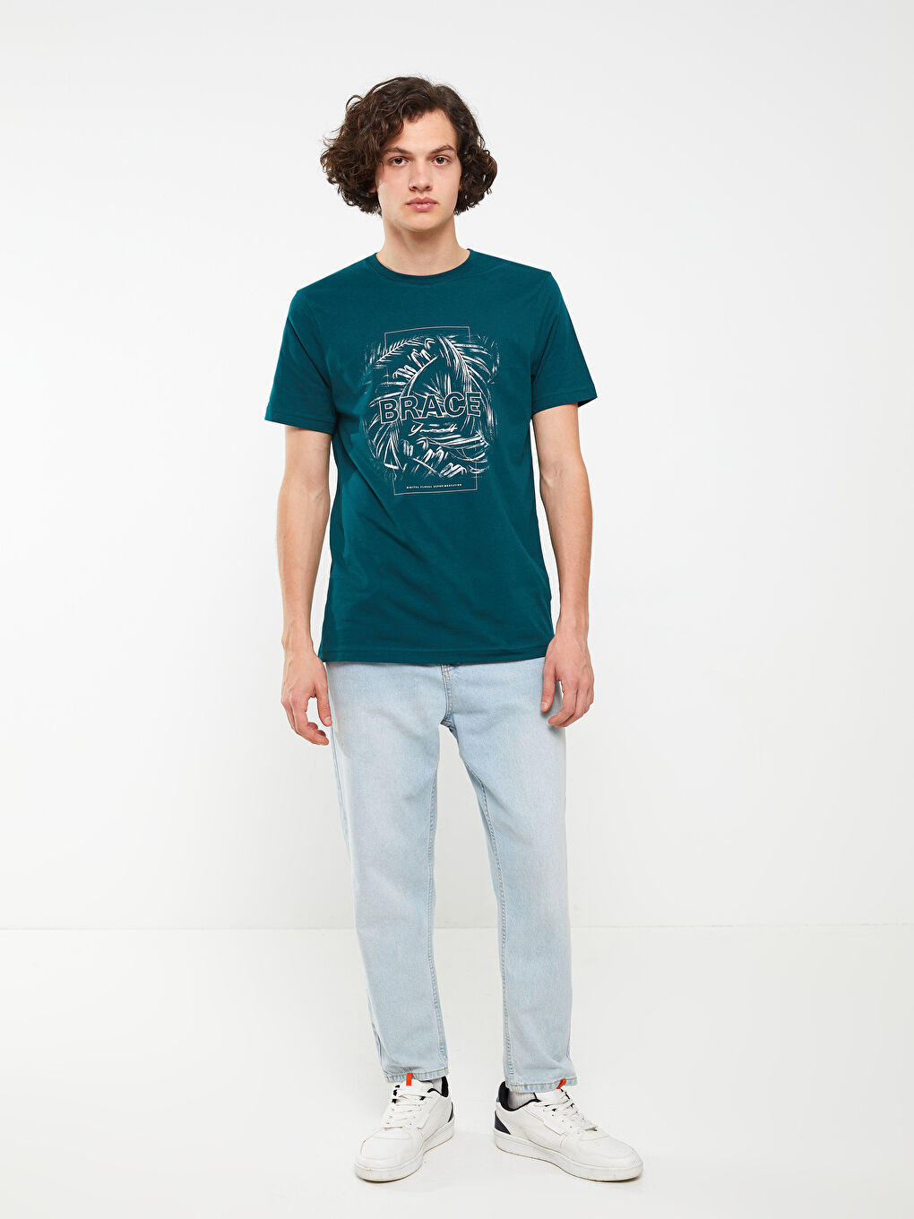 تيشيرت رجالي ياقة دائرية كم قصير مطبوع قطن ممشط-2