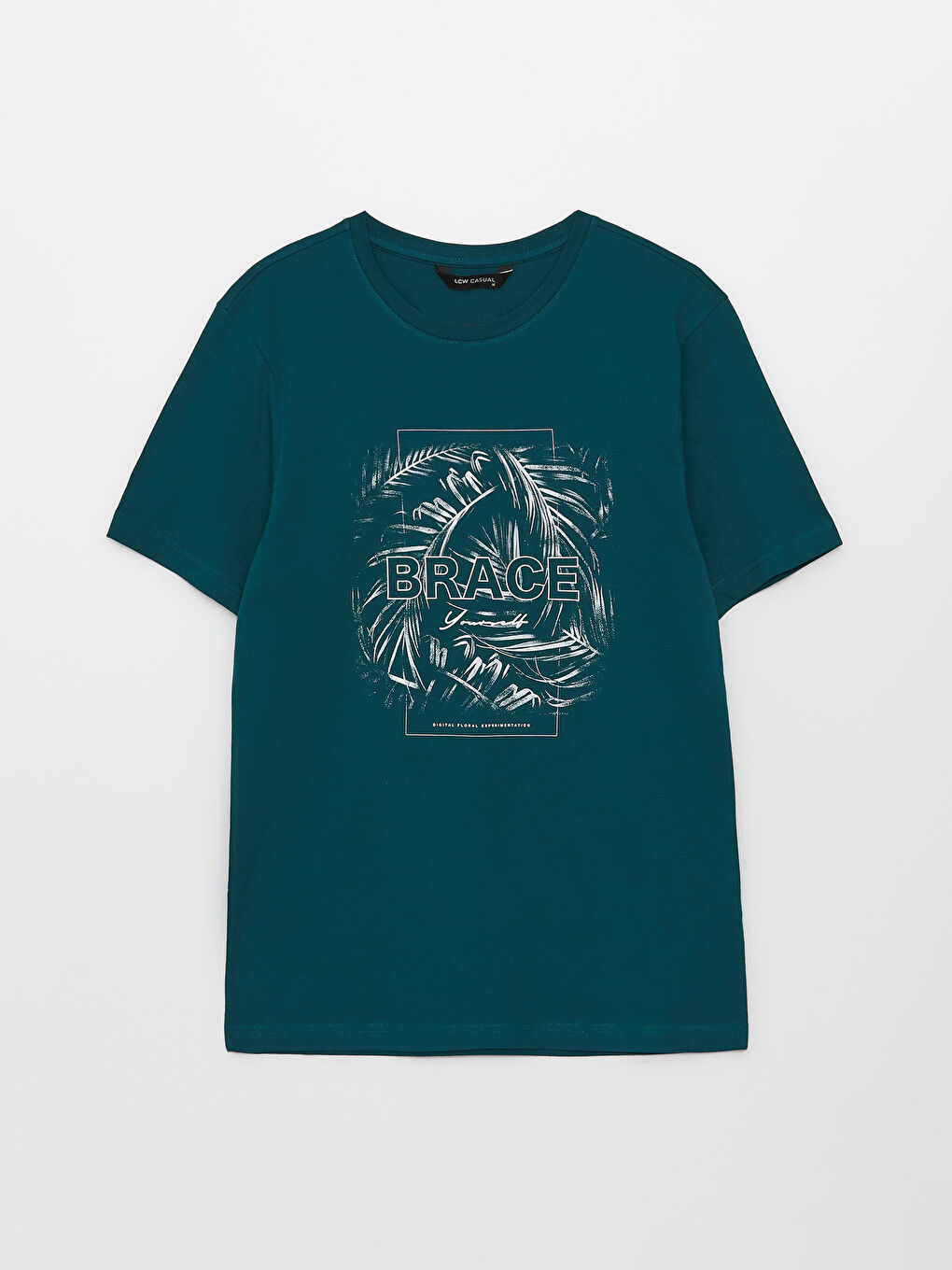 تيشيرت رجالي ياقة دائرية كم قصير مطبوع قطن ممشط-5