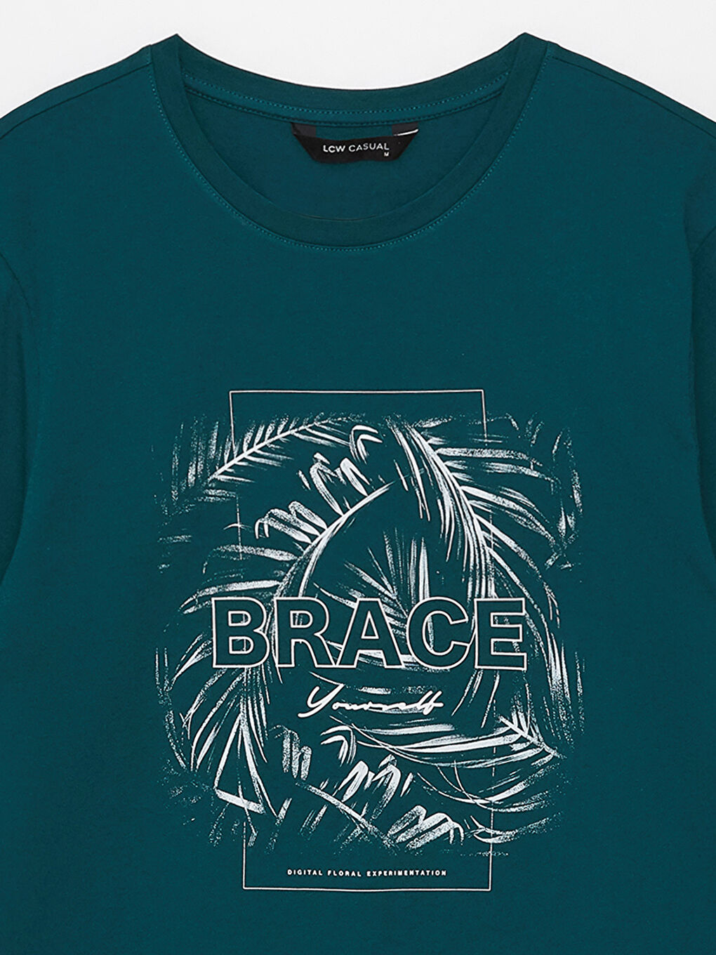 تيشيرت رجالي ياقة دائرية كم قصير مطبوع قطن ممشط-7