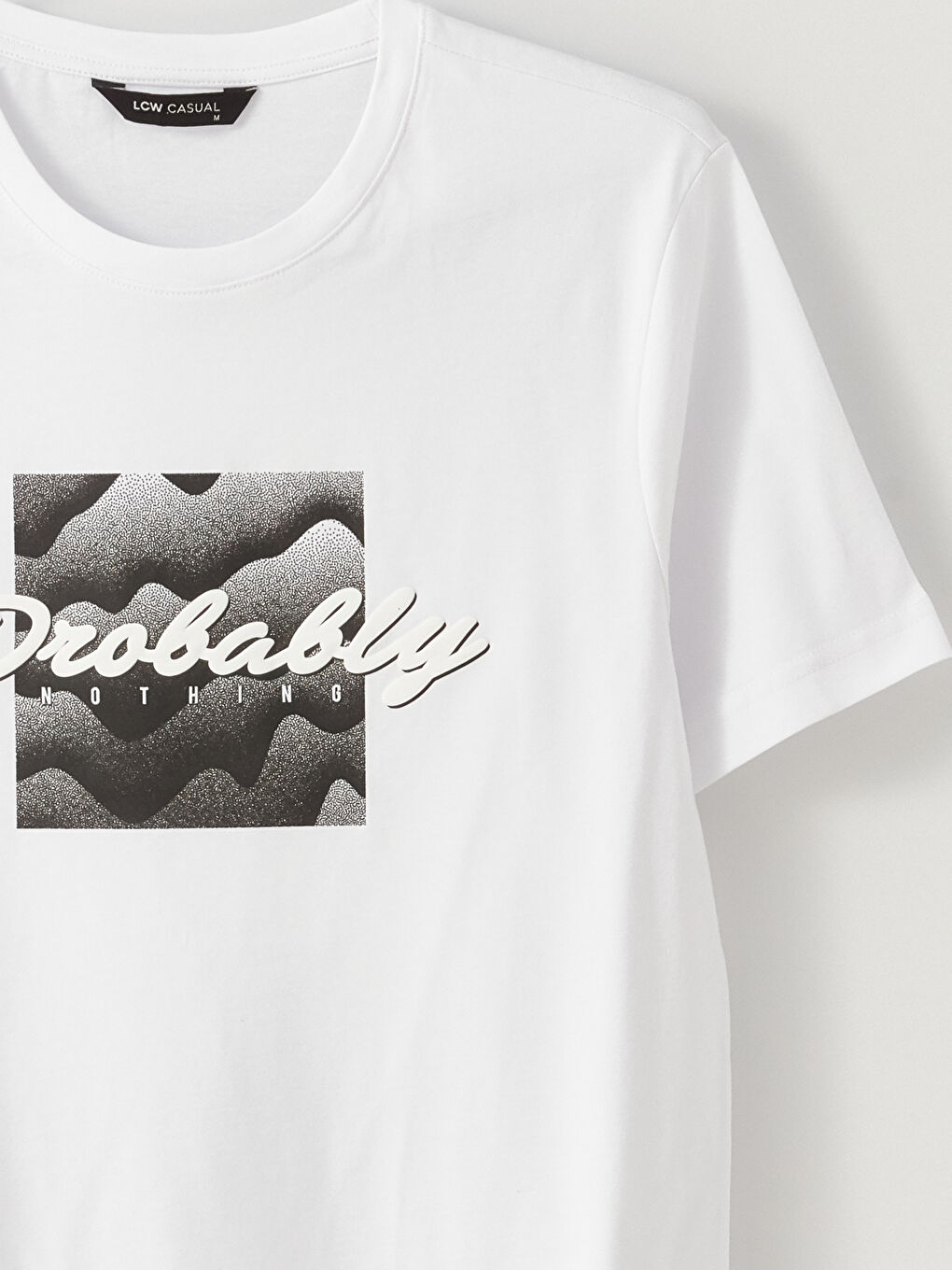 Beyaz Bisiklet Yaka Kısa Kollu Baskılı Penye Erkek Tişört-6