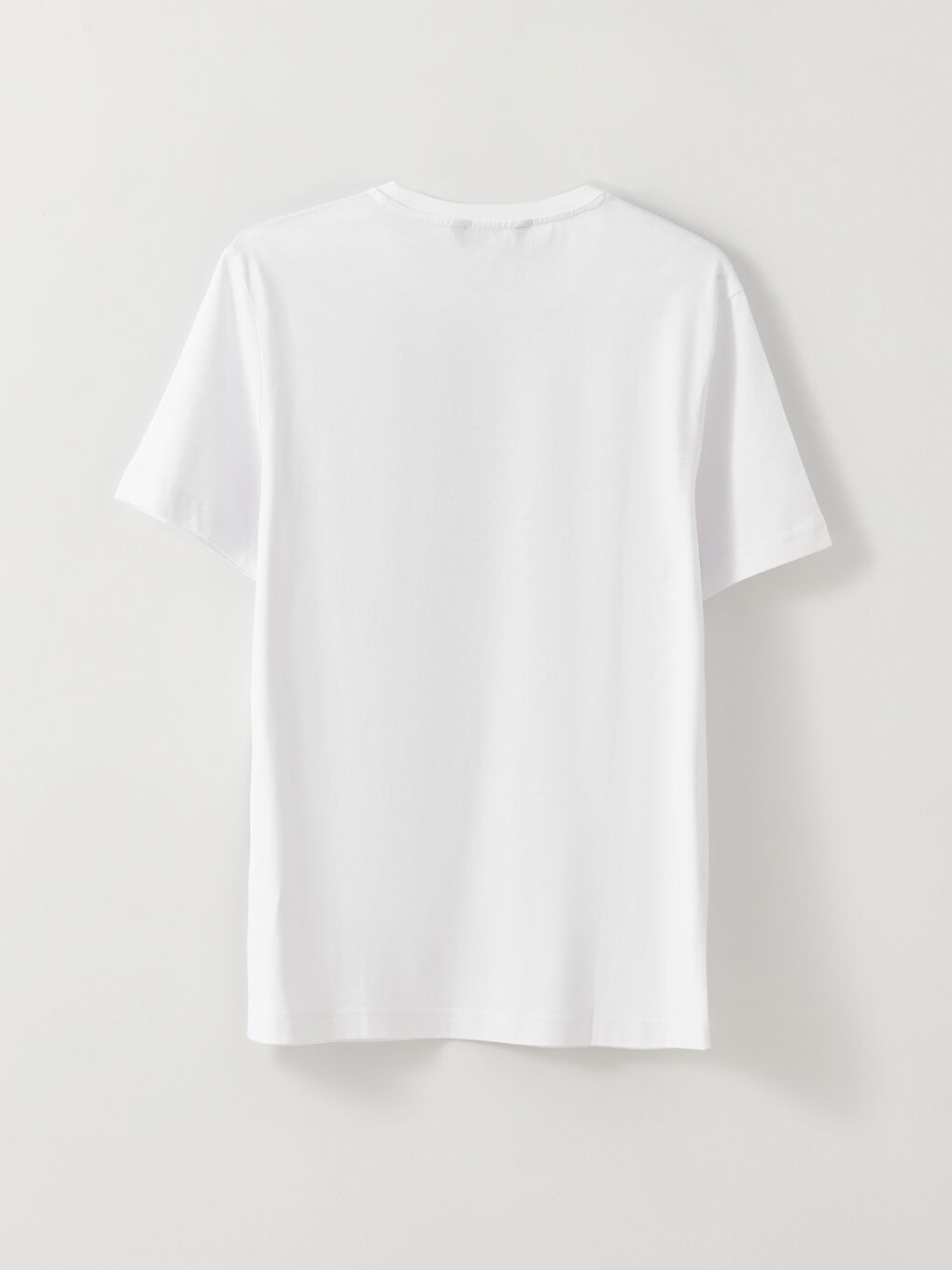 Beyaz Bisiklet Yaka Kısa Kollu Baskılı Penye Erkek Tişört-7