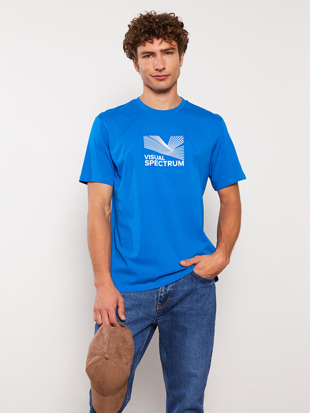 Mavi Bisiklet Yaka Kısa Kollu Baskılı Penye Erkek Tişört