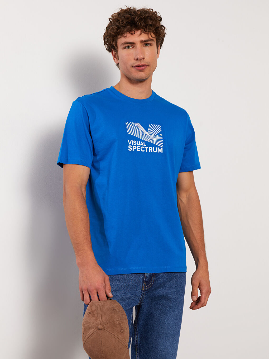 Mavi Bisiklet Yaka Kısa Kollu Baskılı Penye Erkek Tişört-1