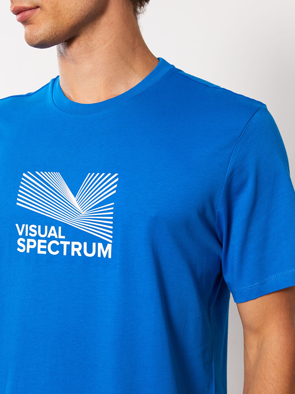 Mavi Bisiklet Yaka Kısa Kollu Baskılı Penye Erkek Tişört-4