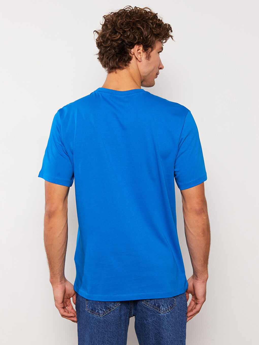Mavi Bisiklet Yaka Kısa Kollu Baskılı Penye Erkek Tişört-5