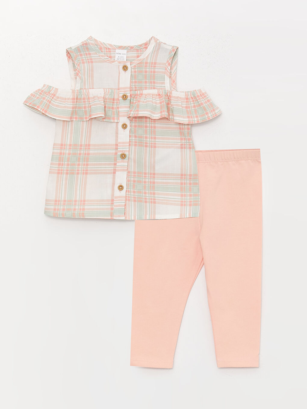 Ekru Bisiklet Yaka Kız Bebek Bluz ve Tayt 2'li Takım