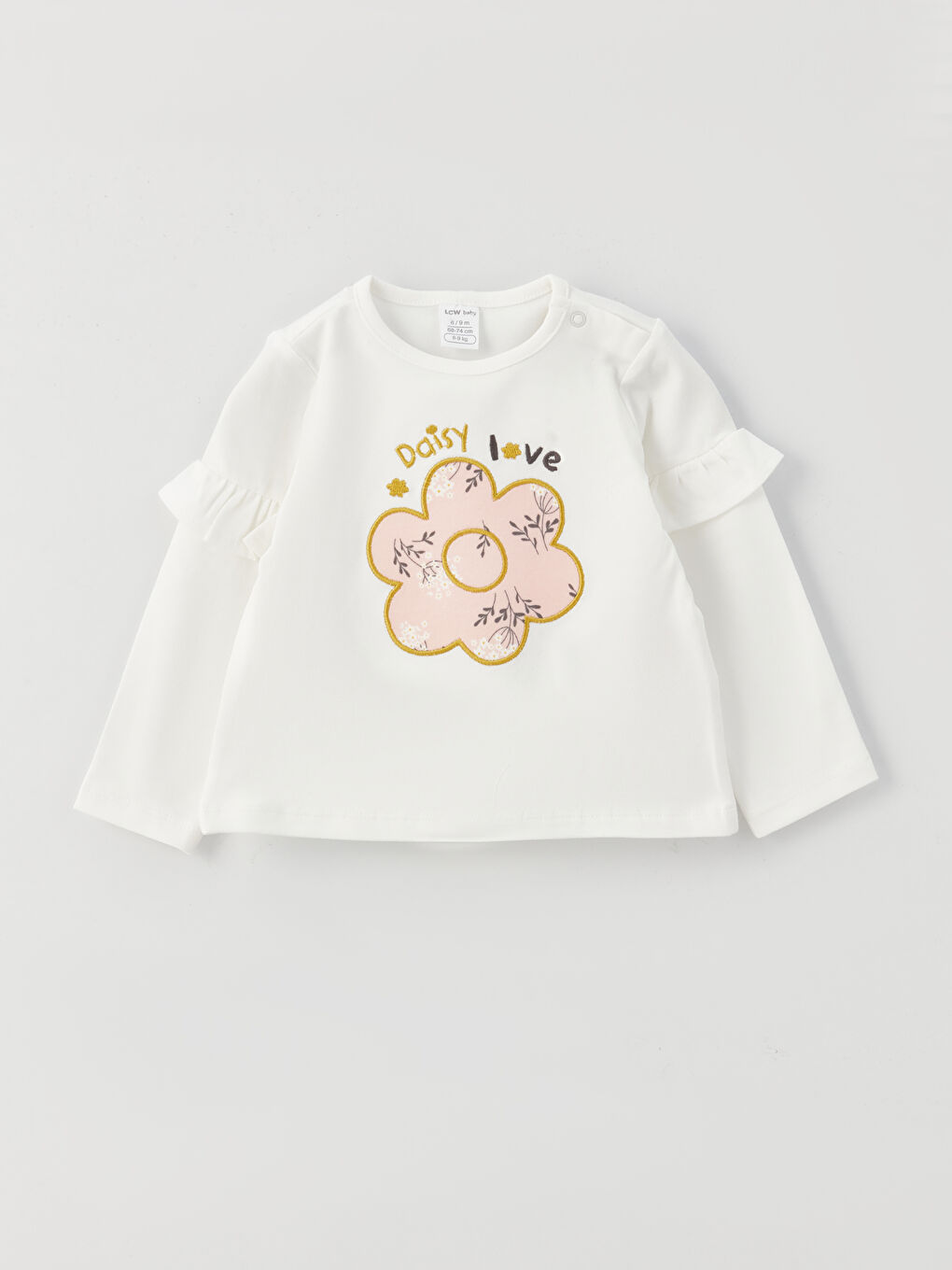 Tricou cu Mânecă Lungă și Guler Rotund pentru Bebeluși Fete și Colanți Set de 2 Bucăți-1